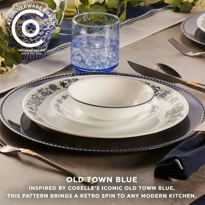 Corelle 16pc Old Town Blue Dinnerware Set