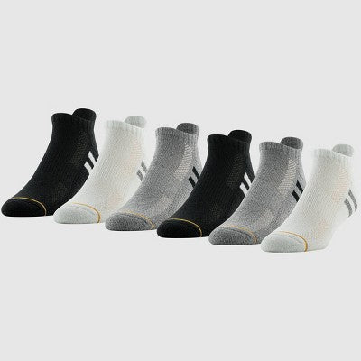 Goldtoe Signature Collection Men's Modern Essential No Show Socks 6pk - Black/White/Gray 6-12.5