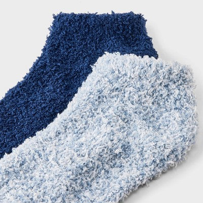 Women's Marled 2pk Cozy Low Cut Socks - Auden Blue One Size