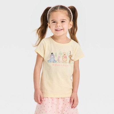 Toddler Girls' Pooh and Friends Short Sleeve T-Shirt - Yellow 3T