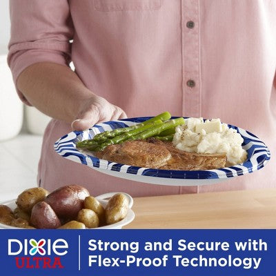 Dixie Ultra Disposable Paper Plates 10" - 130ct: White, Abstract Pattern, Round Shape