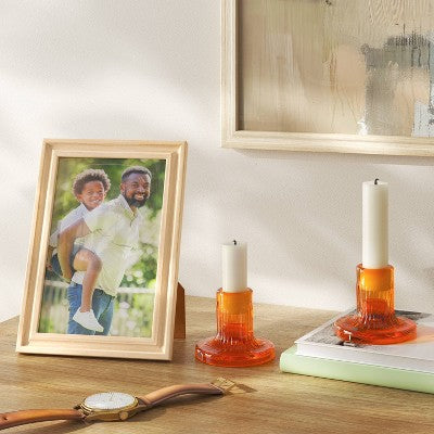 4pk Glass Taper Candle Holder Peach - Room Essentials