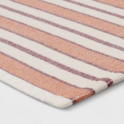 1'8"x2'10" Striped Rectangle Woven Indoor Accent Rug Rust - Threshold: Cotton Flat Pile, Machine Washable