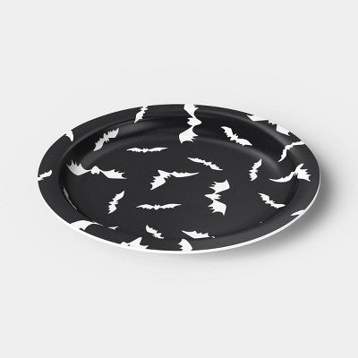 8.5" Halloween Melamine Bats Salad Plate Black - Hyde and EEK! Boutique
