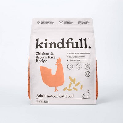 Chicken and Brown Rice Recipe Adult Indoor Dry Cat Food - Kindfull 3lbs