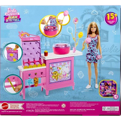 Barbie Mysteries: Beach Detectives Malibu Doll, Cotton Candy Game Playset & Accessories