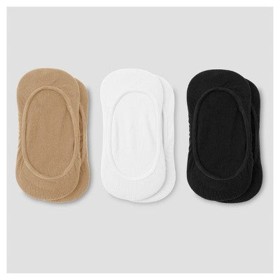 Girls' 3pk Liner Socks - Cat & Jack Black/White/Tan S