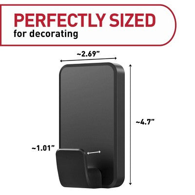 Command 2pk Damage-Free Hanging 15lb X-Large Hooks with 8 Adhesive Strips Black