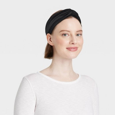 Twisted Headwrap - A New Day Black: Solid Pattern, Recycled Polyester, Spandex, Hair Styling, Fashion Accessory