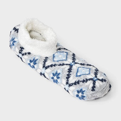 Women's Stitched Snowflake Double Lined Cozy Booties with Grippers - Auden Heather Gray 4-10