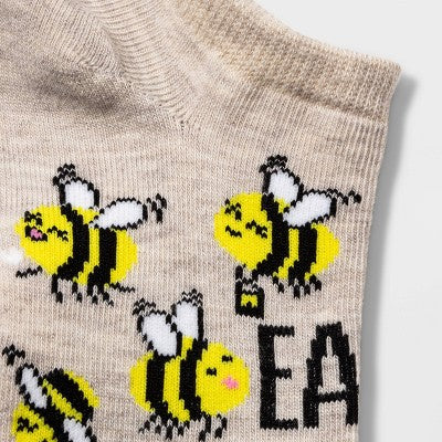 Women's 'Easy Beezy' Bee Low Cut Socks - Oatmeal Heather 4-10