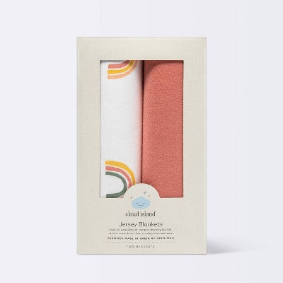 Jersey Swaddle Blanket 2pk - Cloud Island Rainbows
