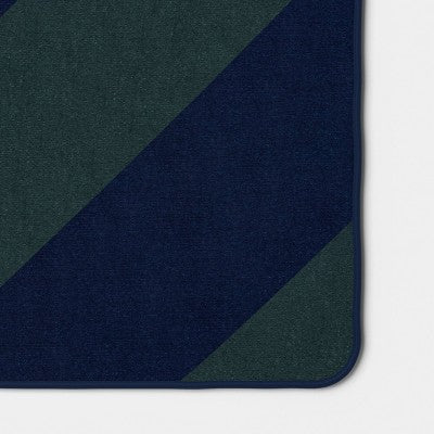 Stripe Printed Chenille Throw Faux Shearling Navy/Green - Room Essentials
