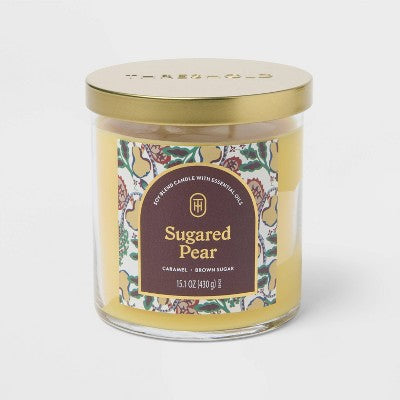 2 Wick 15.1oz Lidded Jar Candle Sugared Pear - Threshold