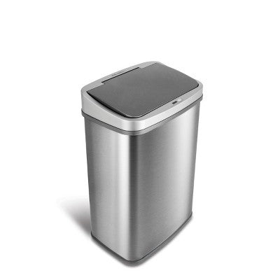 Nine Stars 13gal Motion Sensor Rectangular Shape Stainless Steel Trash Can Brushed Silver (LOCAL PICKUP ONLY)