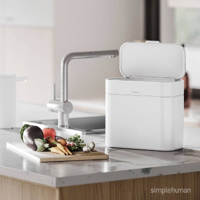 simplehuman 4L Compost Caddy Bin with Magnetic Docking White Steel