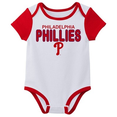 MLB Philadelphia Phillies Infant Boys' 3pk White Bodysuit - 12M: Team Logo Sports Knit