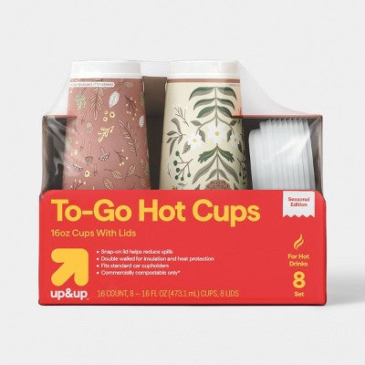 Fall Disposable Hot cups - 16oz/8ct - up&up