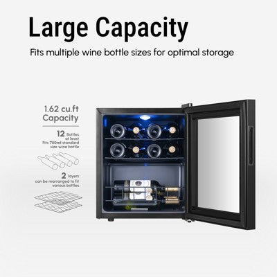 Yeego Mini Wine Fridge Refrigerator, 12 Bottle Counter Top Wine Cooler (LOCAL PICKUP ONLY)