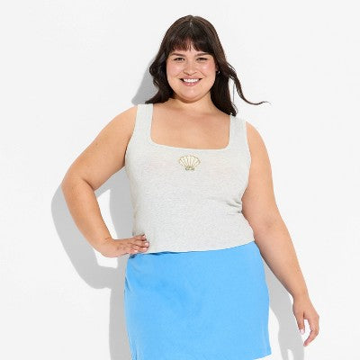 Women's Beaded Tank Top - Wild Fable Heather Gray Seashell XXL