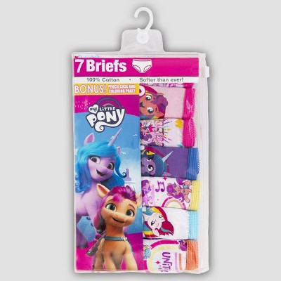 Girls' My Little Pony 7pk Underwear - 8: Cotton Mid Rise Briefs, Classic Patterns, Full Waistband Elastic