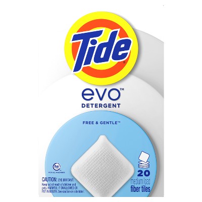 20 PACK Tide Unscented Evo Free & Gentle HE Deep Cleaning Concentrated Laundry Detergent Tiles 40 Loads