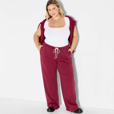 Women's Mid-Rise Knit Sweatpants - Wild Fable Burgundy XXL