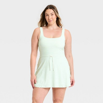 Women's Soft Active Dress - All In Motion Mint Green Stripe L