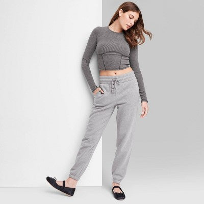 Women's High-Rise Tapered Sweatpants - Wild Fable Heather Gray XS