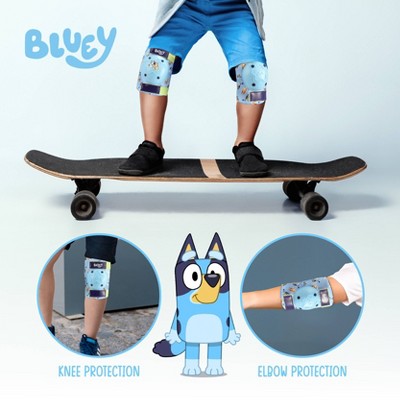 Bluey Protective Gear Set Knee Pad 4pc - Blue: Youth Cycling & Skateboarding Pads