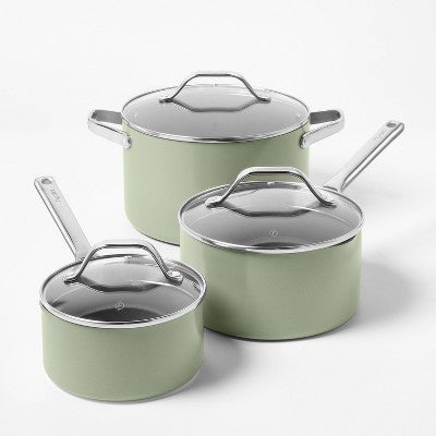 12pc Nonstick Ceramic Coated Aluminum Cookware Set Sage Green - Figmint (LOCAL PICKUP ONLY)