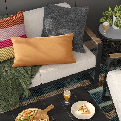 18"x18" Outdoor Square Decorative Pillow Cover Charcoal Gray - Threshold