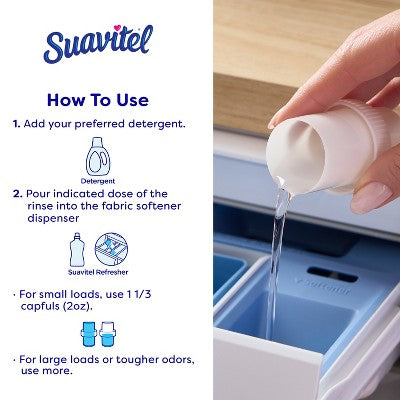 Suavitel Refresher Fabric Rinse, 4X Odor Action, Floral Fresh Scent - 25.5 fl oz: Paraben-Free, Bleach-Free, Phosphate-Free, Liquid Laundry Additive