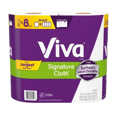 Viva Signature Cloth Paper Towel - 2 Quad Rolls