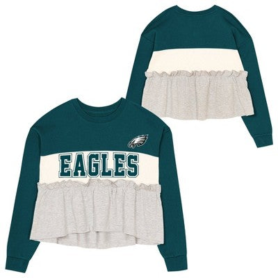 NFL Philadelphia Eagles Girls' Crew Neck Fleece Sweatshirt - L