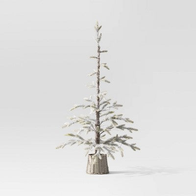 4' Pre-lit Flocked Balsam Fir Mini Artificial Christmas Tree with Basket Base Warm White LED Lights - Wondershop: Indoor/Sheltered Outdoor (LOCAL PICKUP ONLY)