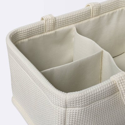 Waffle Weave Rectangular Diaper Caddy with Handles - Cloud Island Cream: Fabric, 13.5" Depth, 897.75 Volume