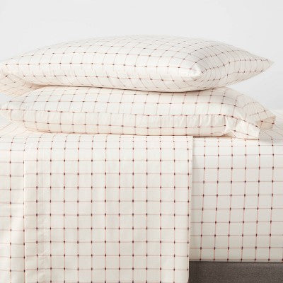 Twin/Twin Extra Long Microfiber Sheet Set Pink Grid - Room Essentials