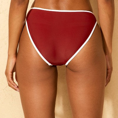 Women's Low-Rise HighLeg BikiniBottom Wild Fable Burgundy/White S