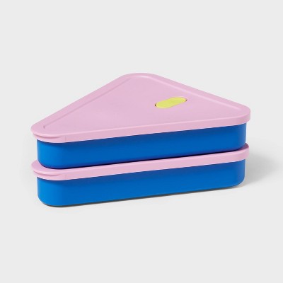 4pc (set of 2) Pizza Food Storage Container Blue/Pink - Room Essentials