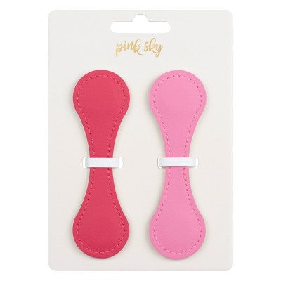 PU Leather 2pk Magnetic Bookmarks- Hot & Light Pink