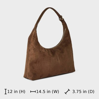 Faux Suede Slouch Shopper Tote Bag - Universal Thread Brown