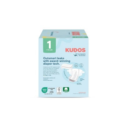 Kudos Chlorine Free Cotton-Lined Disposable Diapers - Size 1 - 70ct