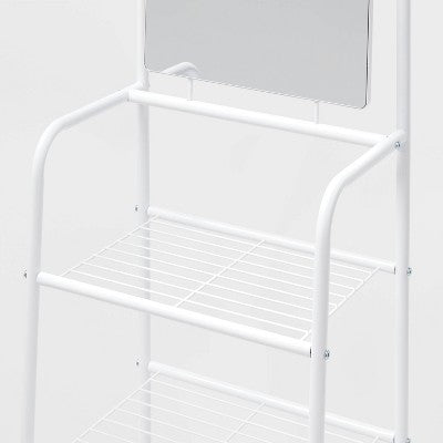 Metal Garment Rack with Mirror and Shelving White - Brightroom (LOCAL PICKUP ONLY)