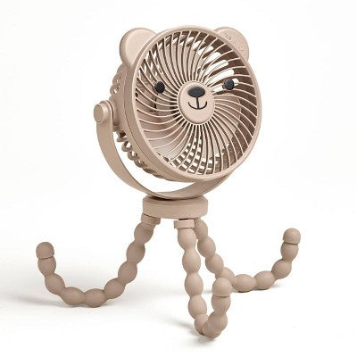 Itzy Ritzy Itzy Breeze 3-Speed Stroller Fan with Rechargeable Battery and Easy Attach Design - Tan Bear