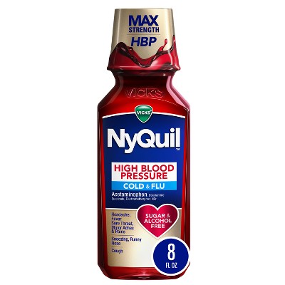 Vicks NyQuil High Blood Pressure Cold & Flu Liquid - Acetaminophen - 8 fl oz