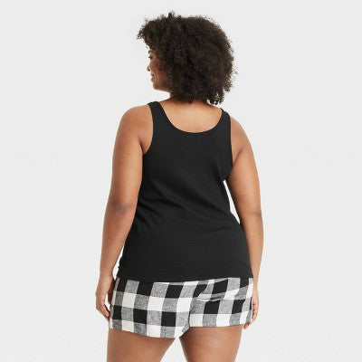 Women's Slim Fit Layered Tank Top - A New Day Black XXL