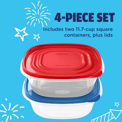 Rubbermaid 2pcTakeAlongs 11.7C/2.77L Large Square Summer Food Storage Containers - Red/Blue