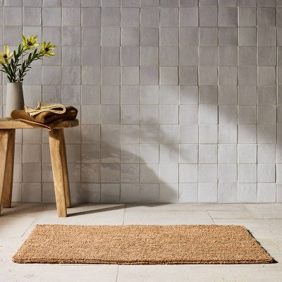 21"x34" Organic Melange Reversible Bath Rug Warm Brown - Casaluna