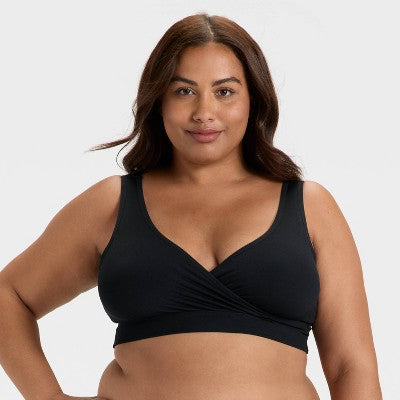Women's 2pk Nursing Unlined V-Neck Bralette - Auden Black/White M